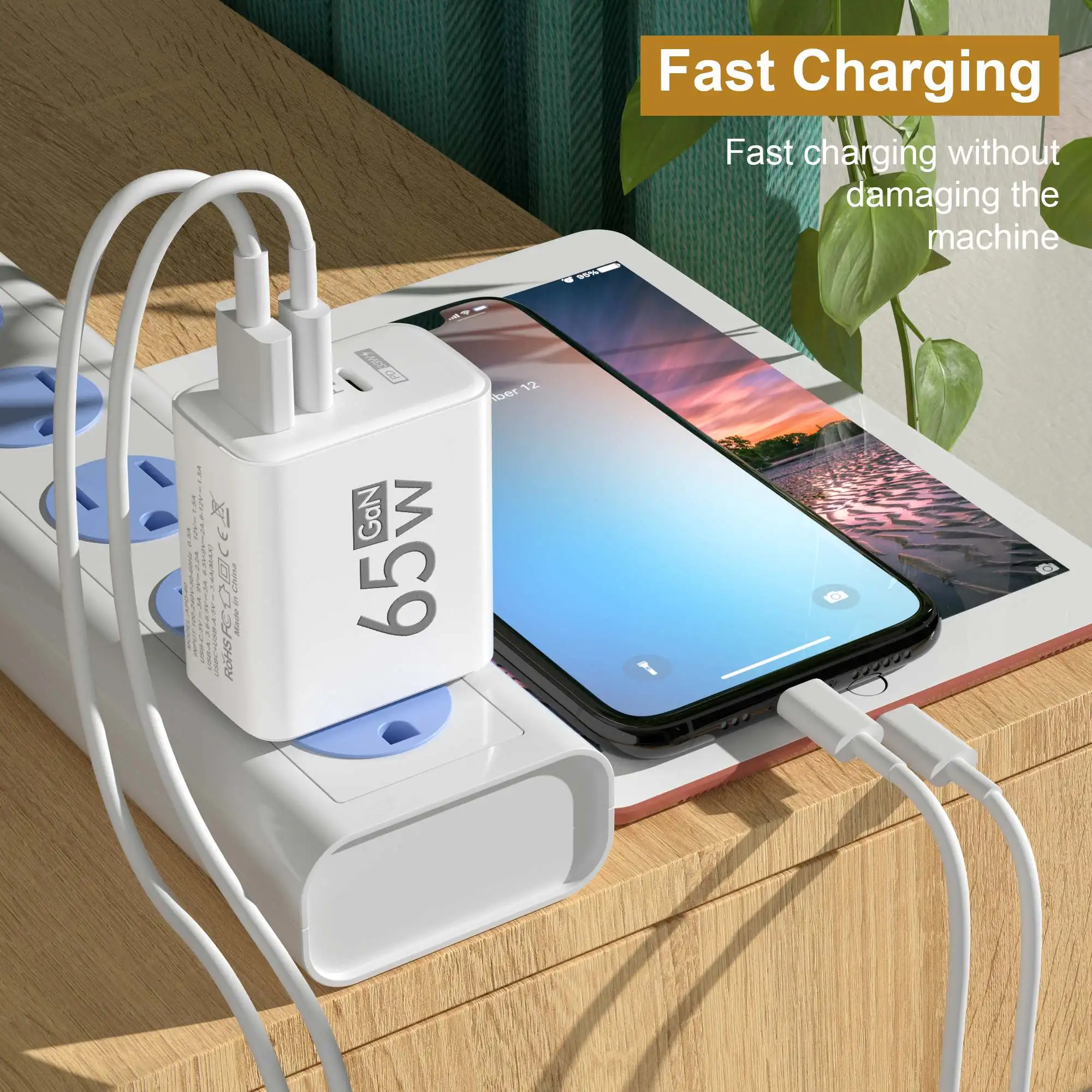 Foldable 65W GaN 3‑Port USB‑C  - Laptop Accessories Usb ulasan dan harga