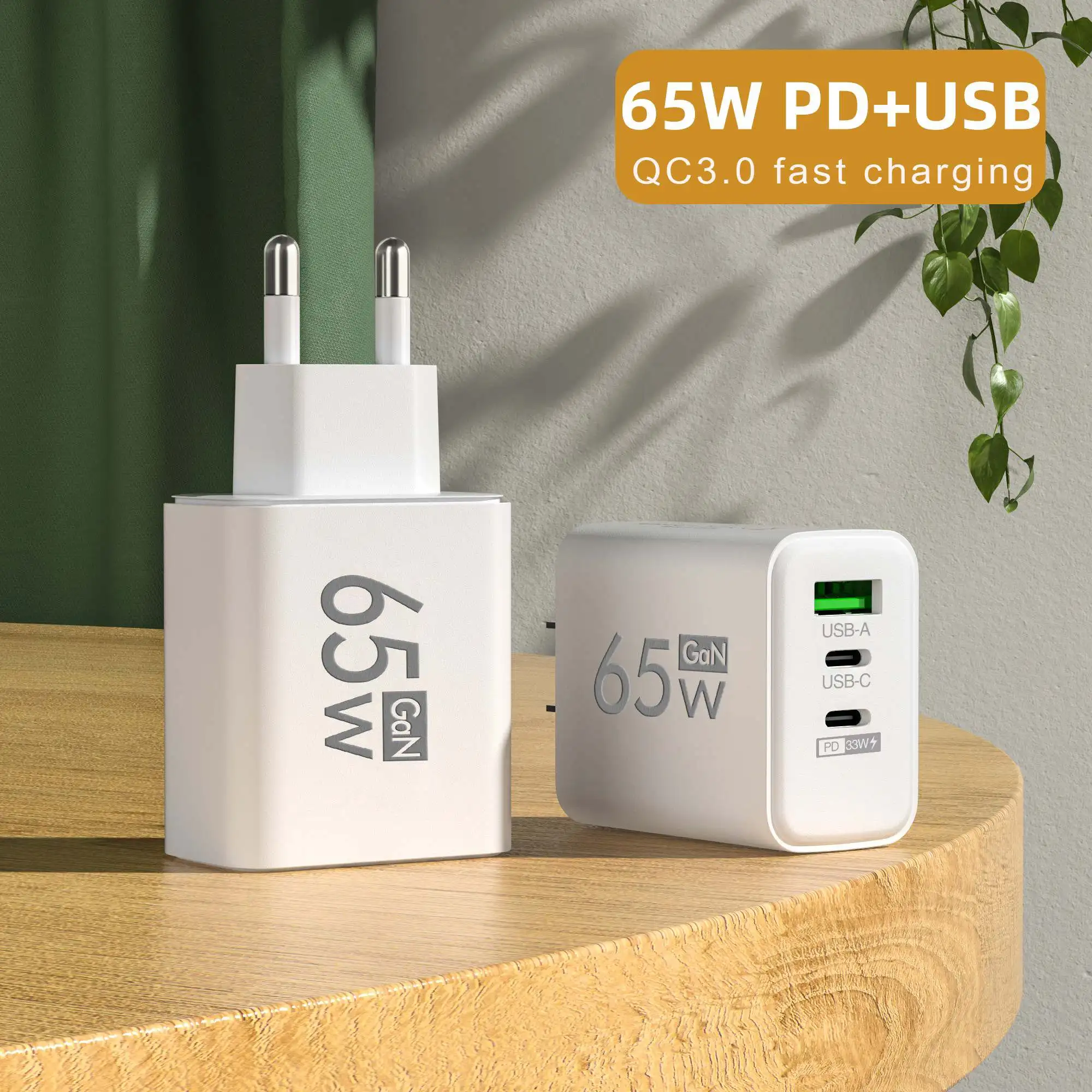 Foldable 65W GaN 3‑Port USB‑C  - Laptop Accessories Usb ulasan dan harga